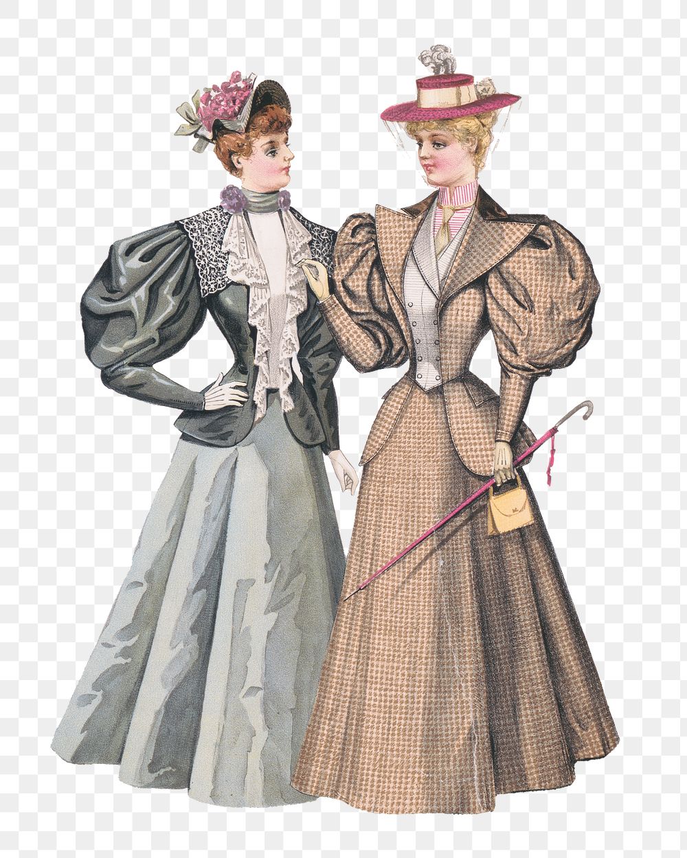 PNG Victorian women, vintage fashion illustration, transparent background. Remixed by rawpixel.