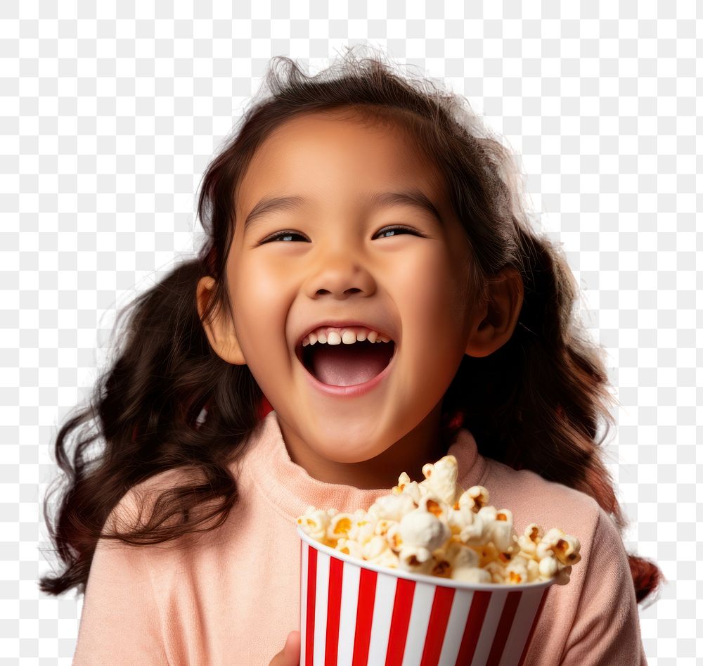 PNG Popcorn eating child happy. AI generated Image by rawpixel.