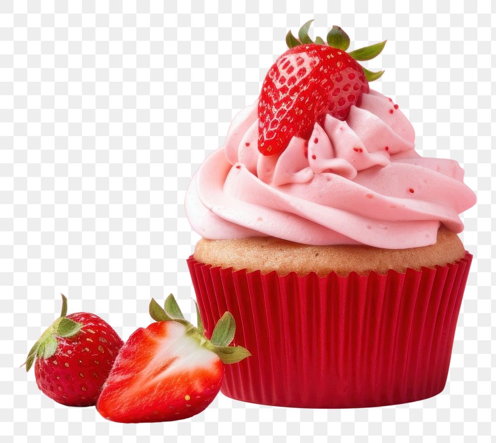 PNG Strawberry cupcake dessert fruit transparent background