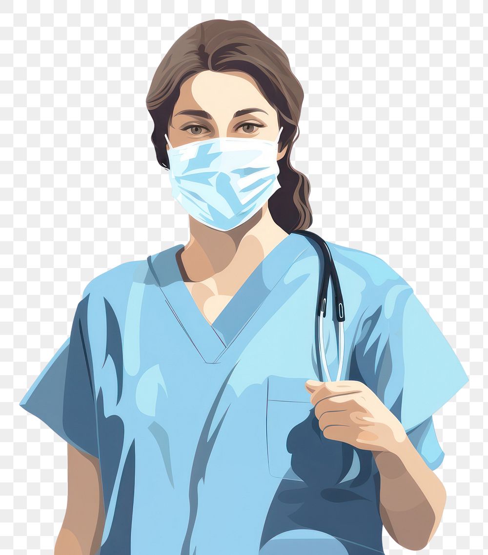 PNG Adult nurse mask white background. AI generated Image by rawpixel.