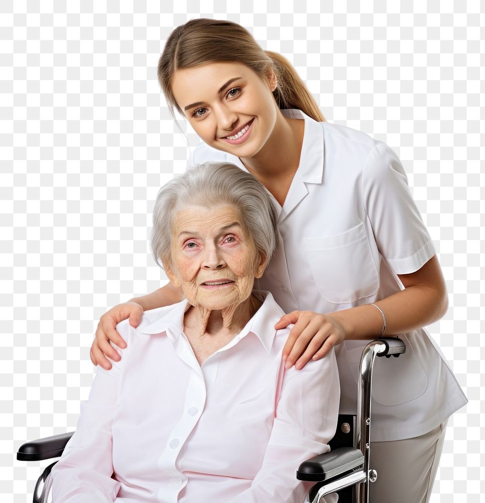 PNG Adult nurse white background togetherness. AI generated Image by rawpixel.