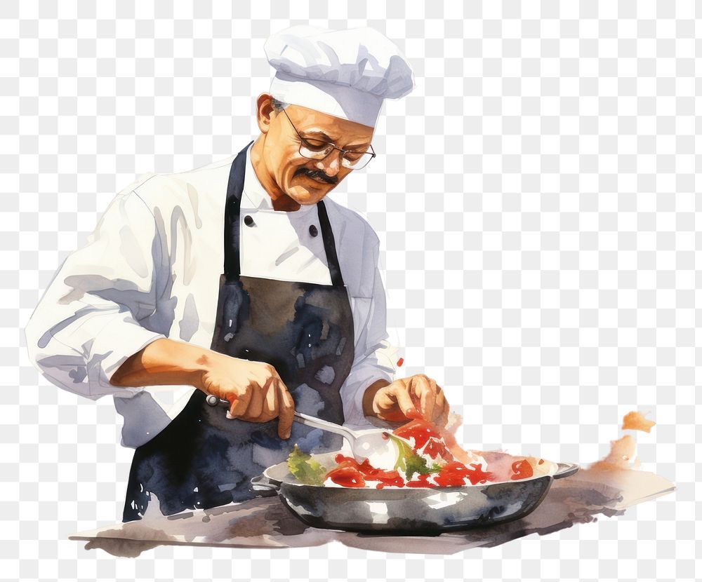 PNG Chef cooking adult food. AI generated Image by rawpixel.