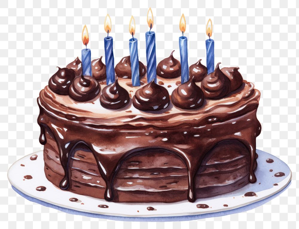 PNG Candle cake chocolate birthday. AI generated Image by rawpixel.
