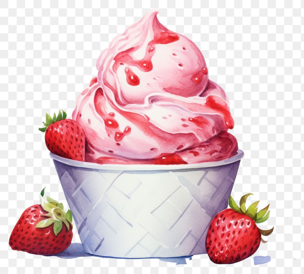 PNG Strawberry dessert cream fruit. AI generated Image by rawpixel.