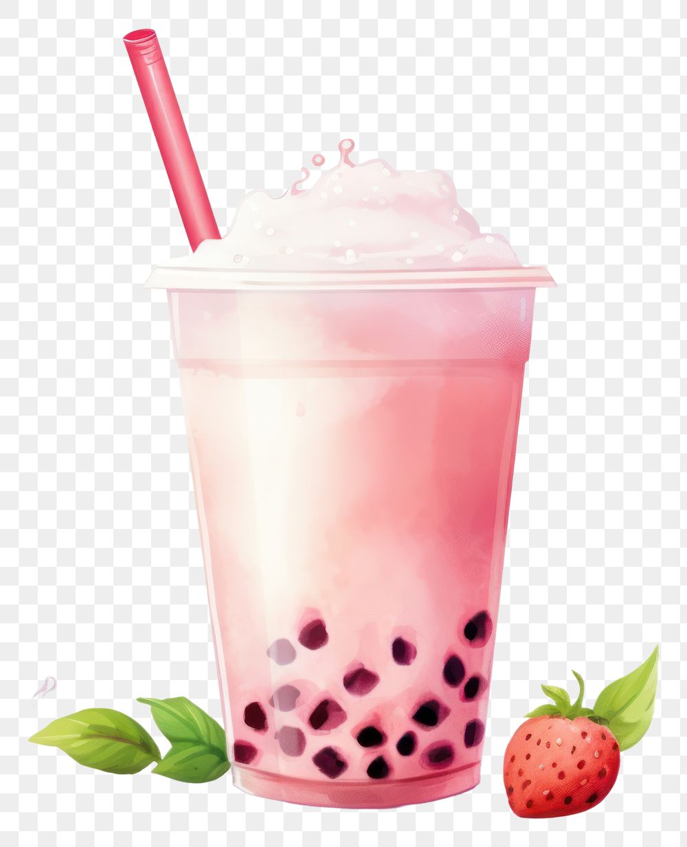 PNG Drink milk refreshment strawberry. AI generated Image by rawpixel.