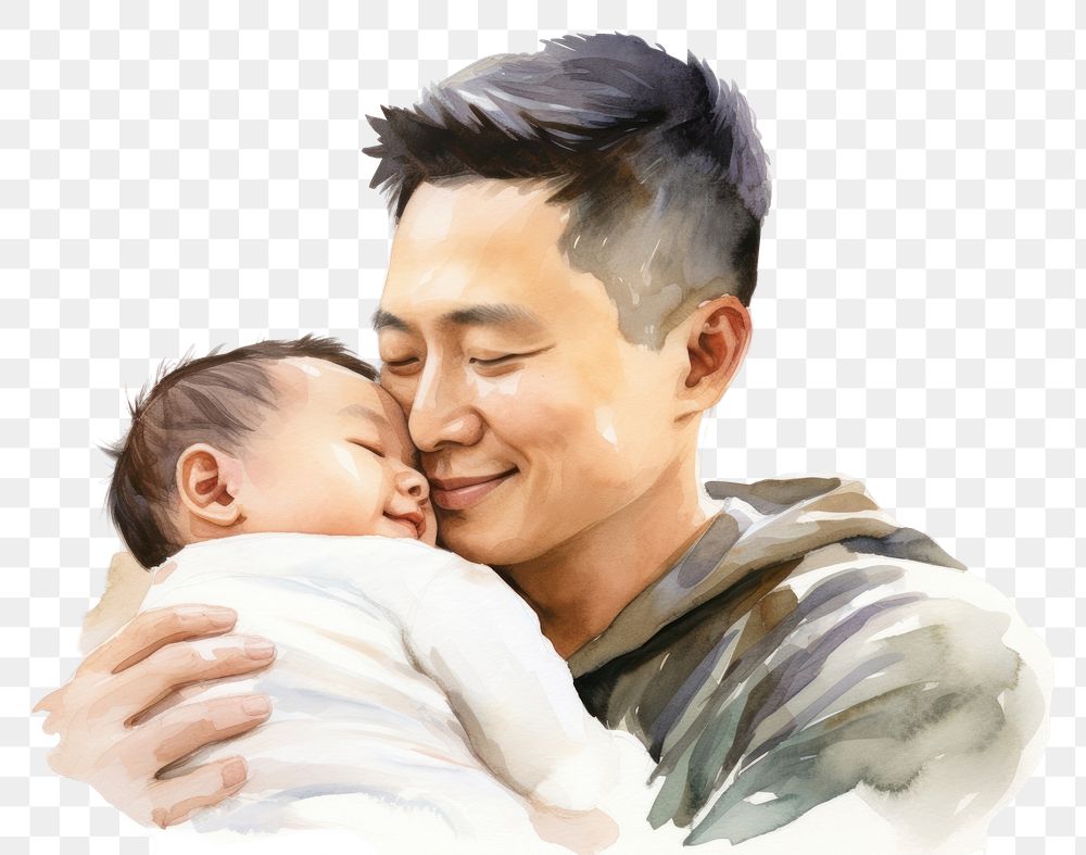 PNG Portrait father baby affectionate. AI generated Image by rawpixel.