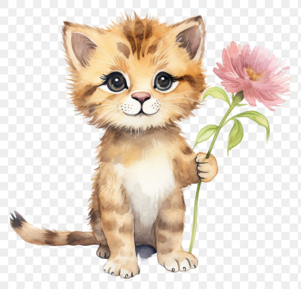 PNG Flower mammal animal kitten. 