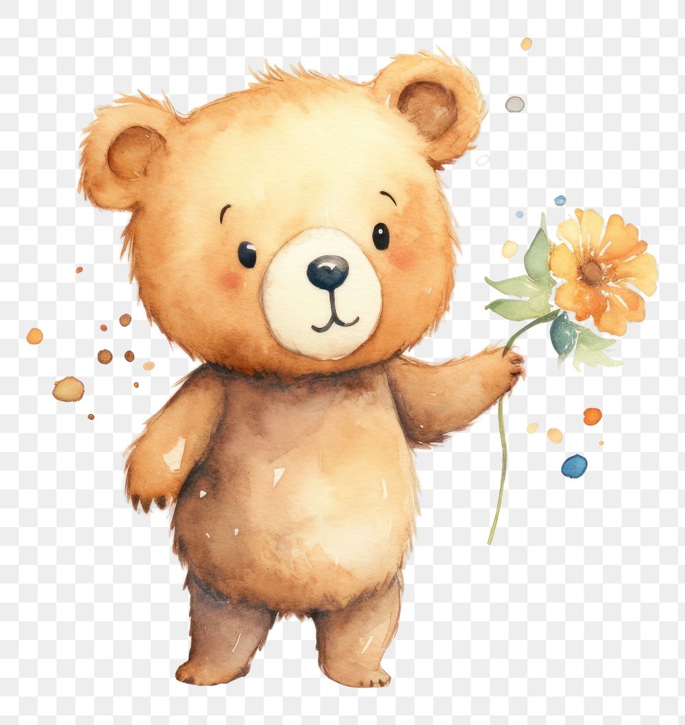 PNG Flower cute bear toy. AI generated Image by rawpixel.