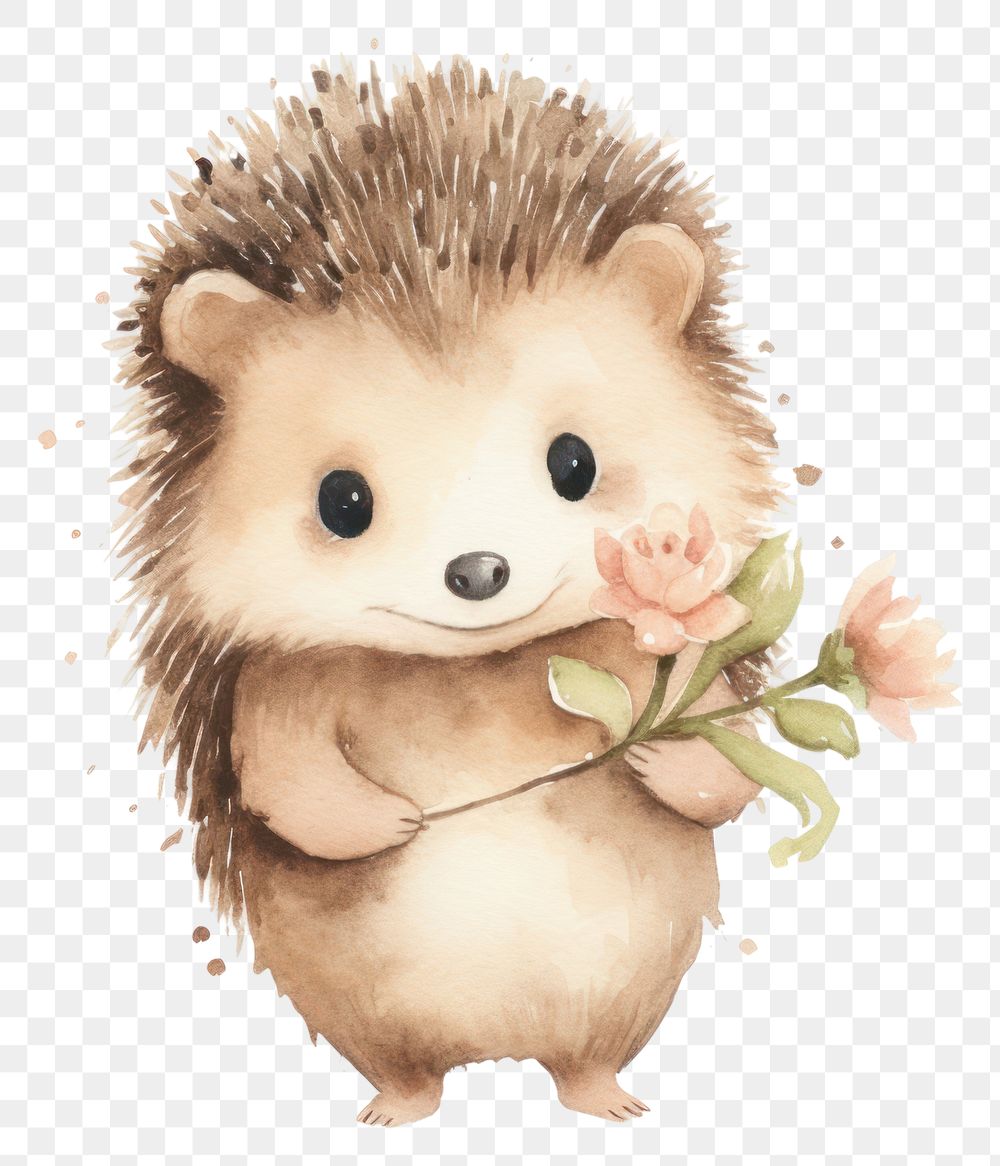PNG Hedgehog mammal animal flower. AI generated Image by rawpixel.