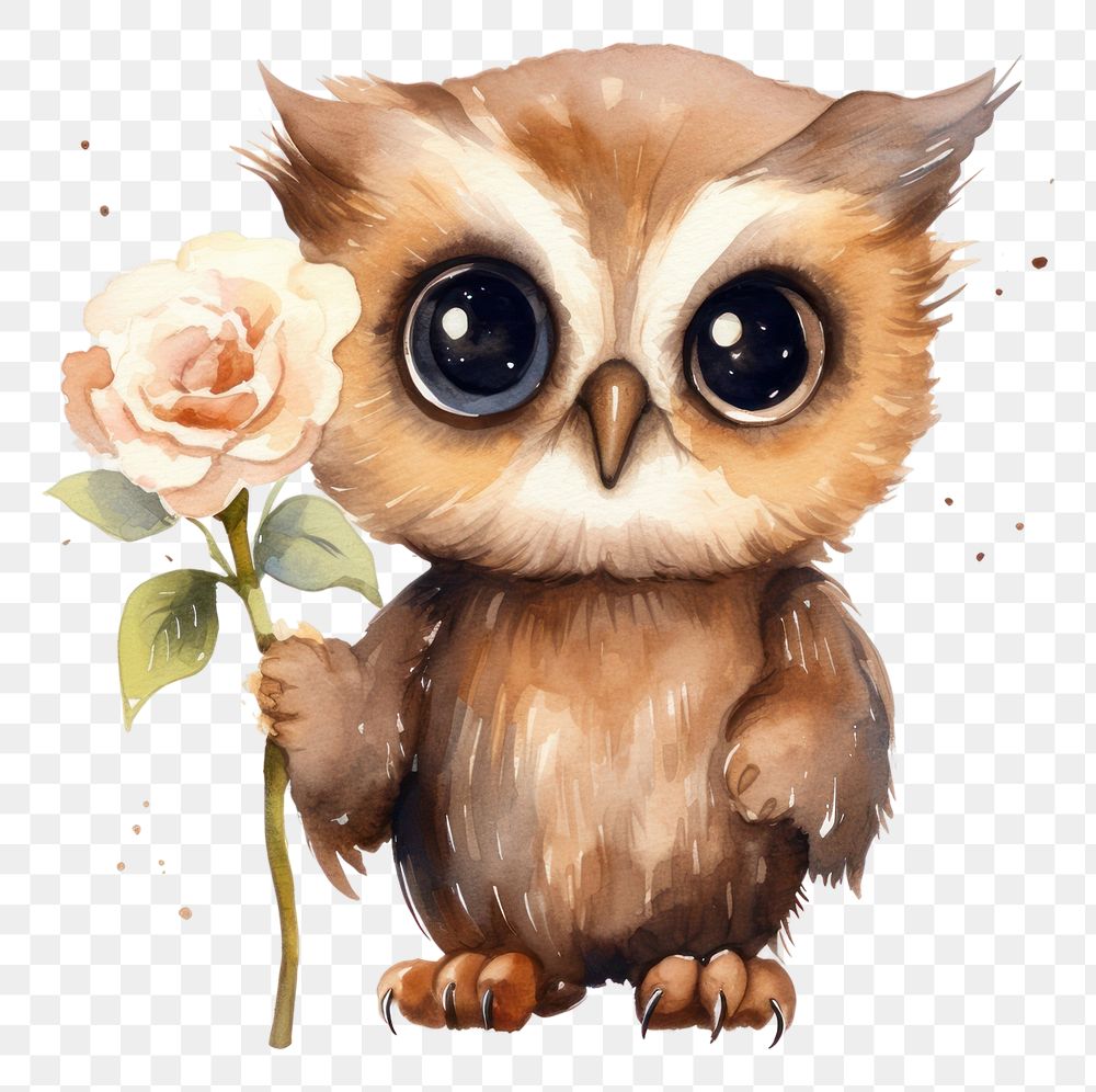 PNG Flower owl animal plant. AI generated Image by rawpixel.