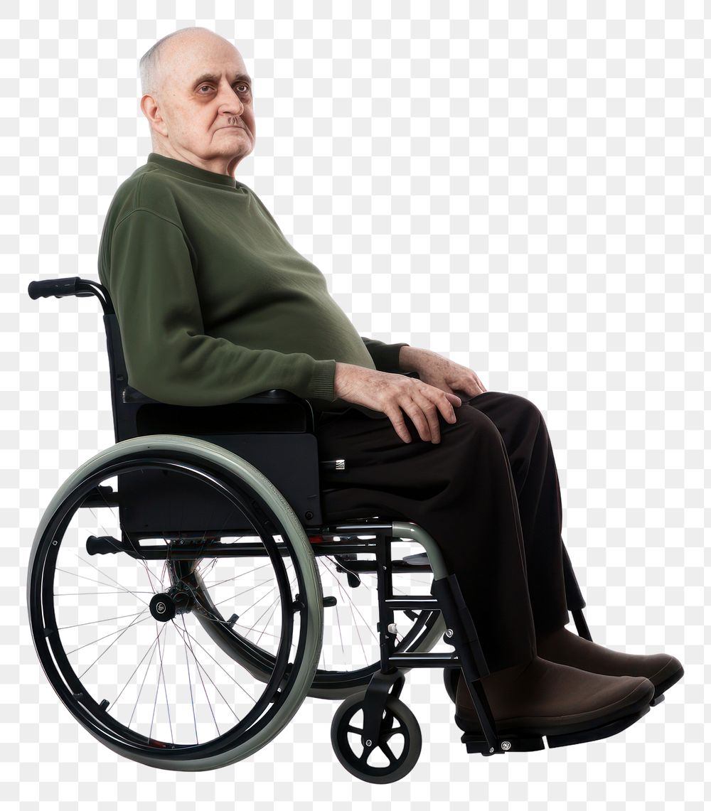 PNG Wheelchair sitting adult retirement. AI generated Image by rawpixel.