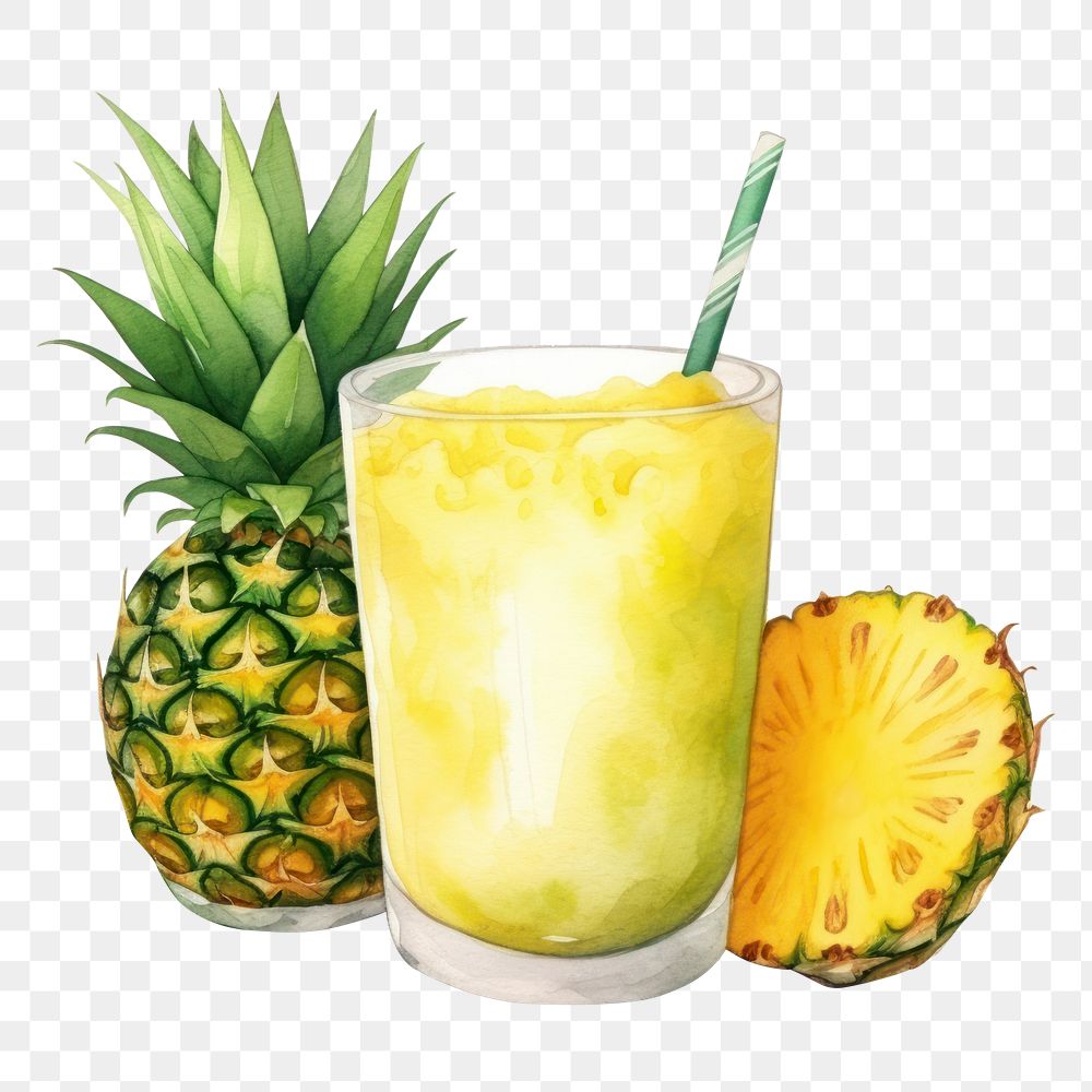 PNG Pineapple smoothie fruit plant. AI generated Image by rawpixel.