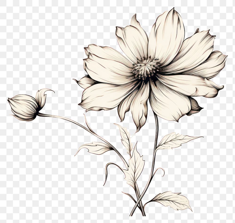 PNG Pattern drawing flower sketch. AI generated Image by rawpixel.