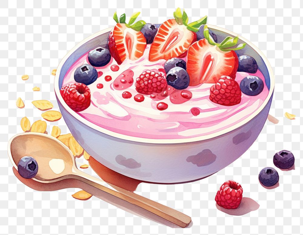 PNG Bowl blueberry raspberry dessert. AI generated Image by rawpixel.