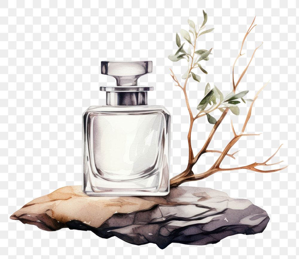 PNG Perfume bottle branch container. AI generated Image by rawpixel.