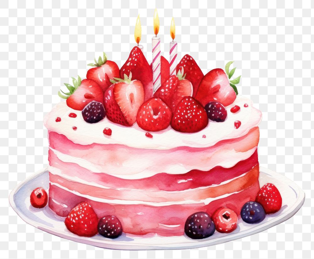 PNG Cake strawberry raspberry birthday. AI generated Image by rawpixel.