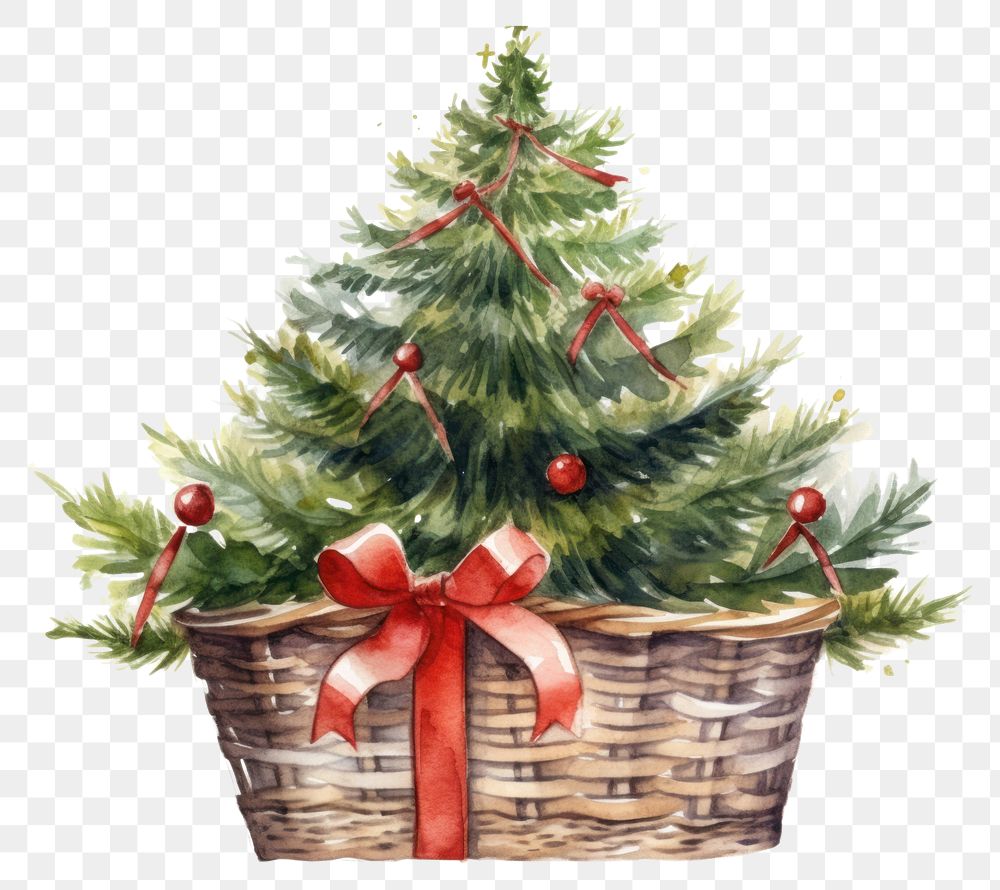 PNG Christmas basket tree plant. AI generated Image by rawpixel.