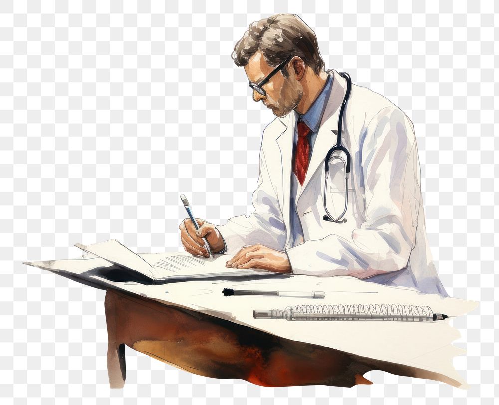 PNG Working medical doctor adult. AI generated Image by rawpixel.