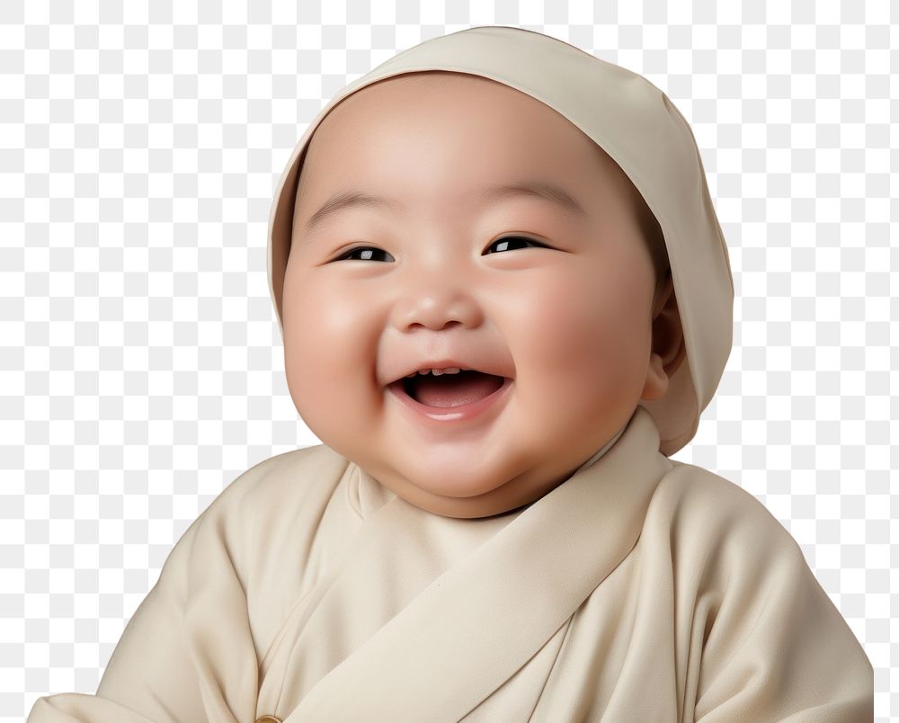 PNG Portrait baby newborn smiling. AI generated Image by rawpixel.