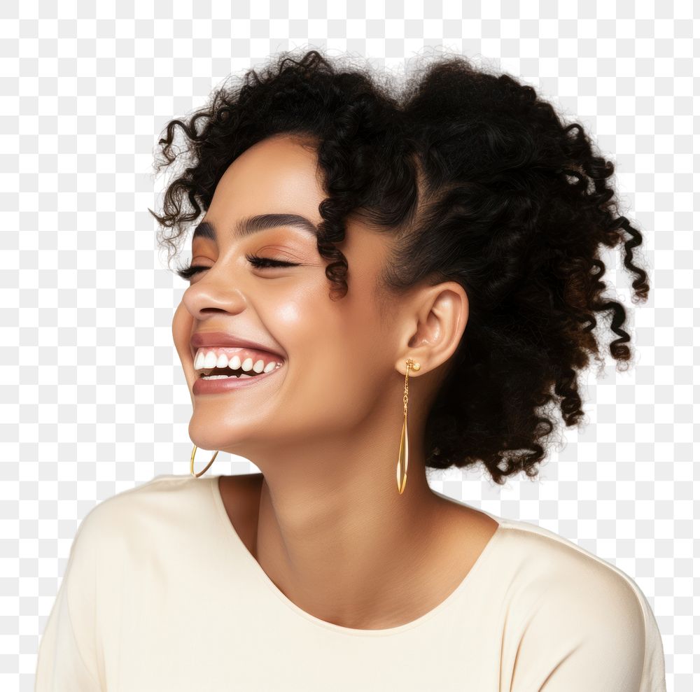 PNG Smile laughing adult woman. 