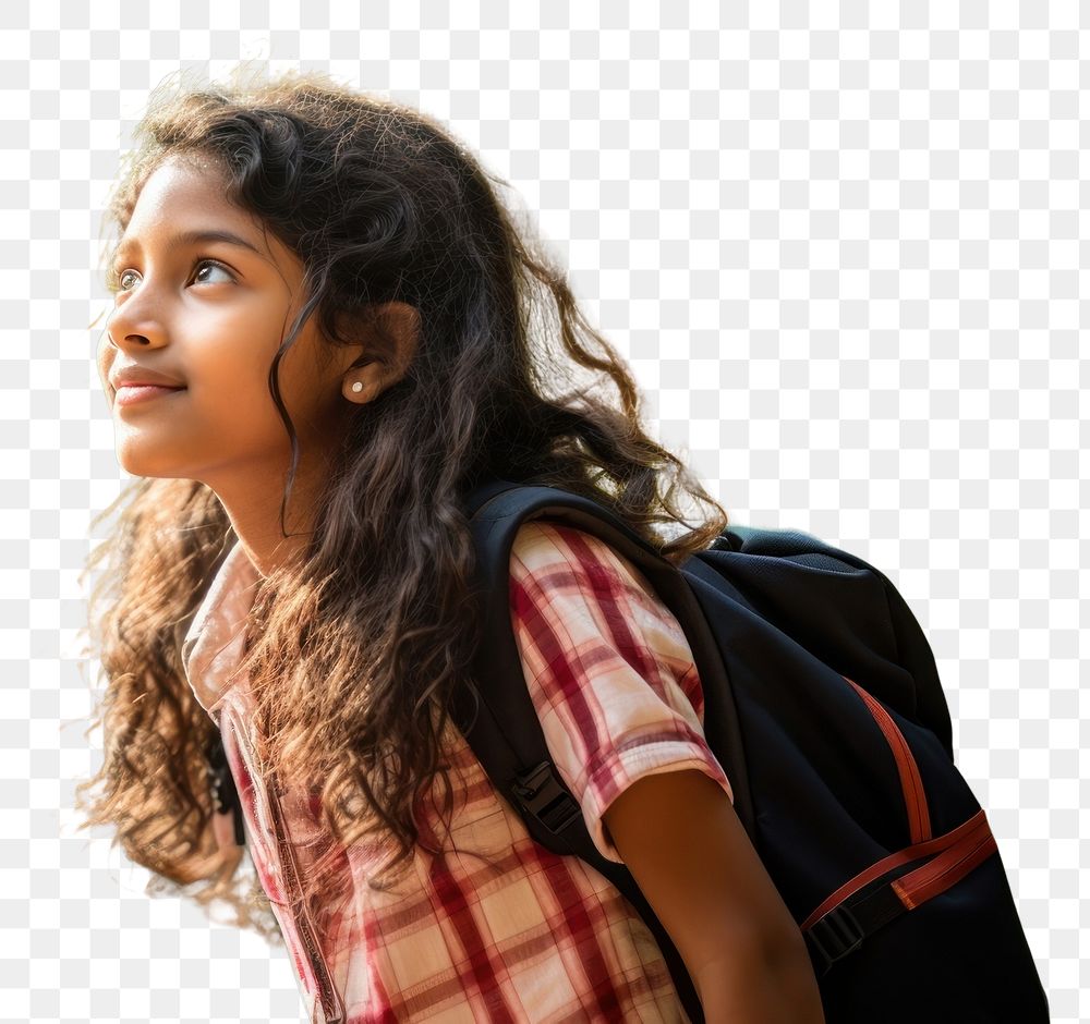 PNG Backpack portrait photo girl. AI generated Image by rawpixel.