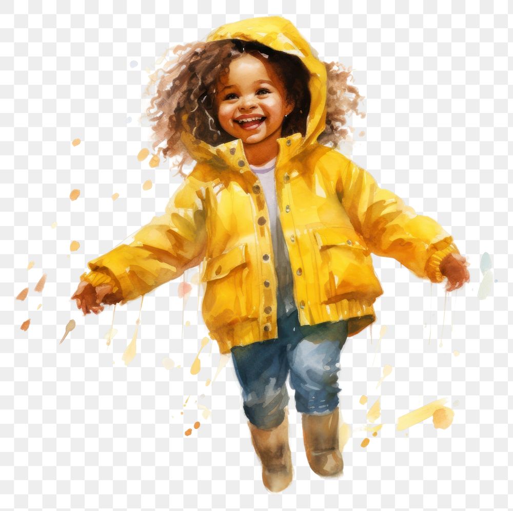 PNG Portrait raincoat yellow child. AI generated Image by rawpixel.