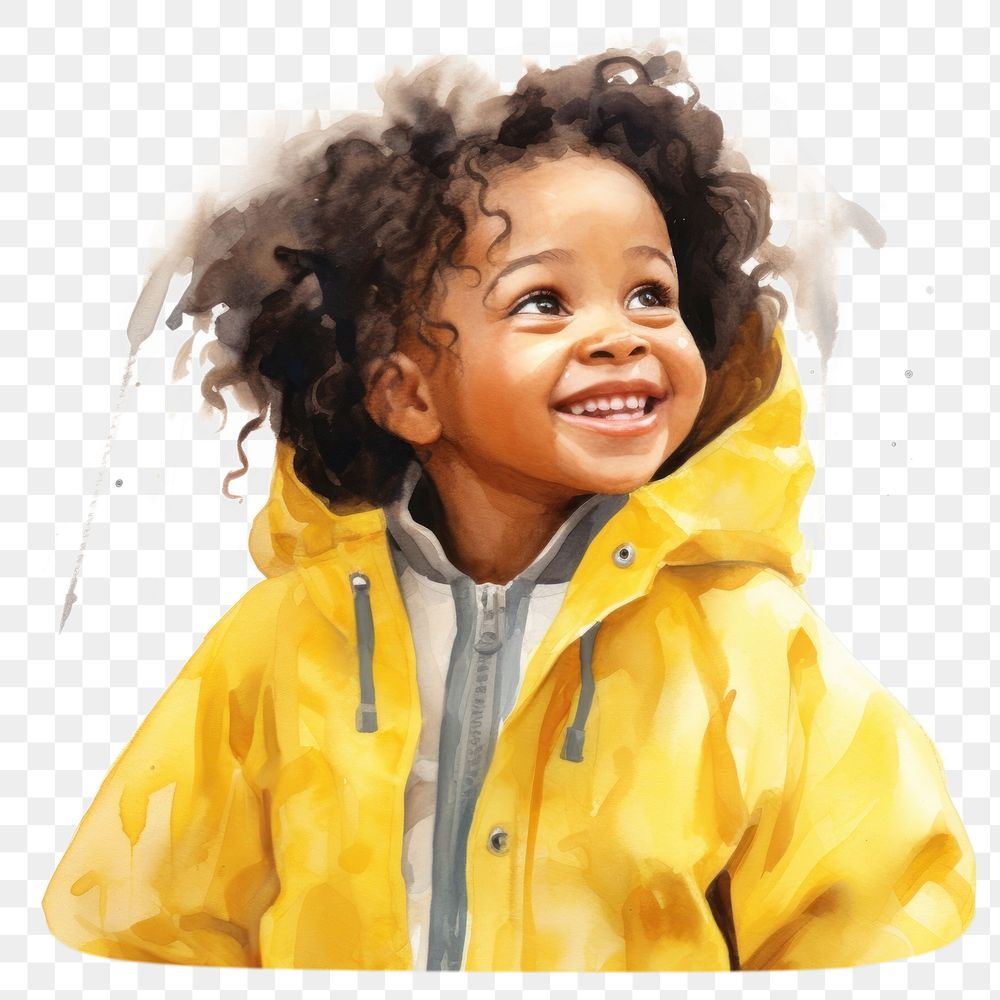 PNG Portrait raincoat yellow smile. AI generated Image by rawpixel.
