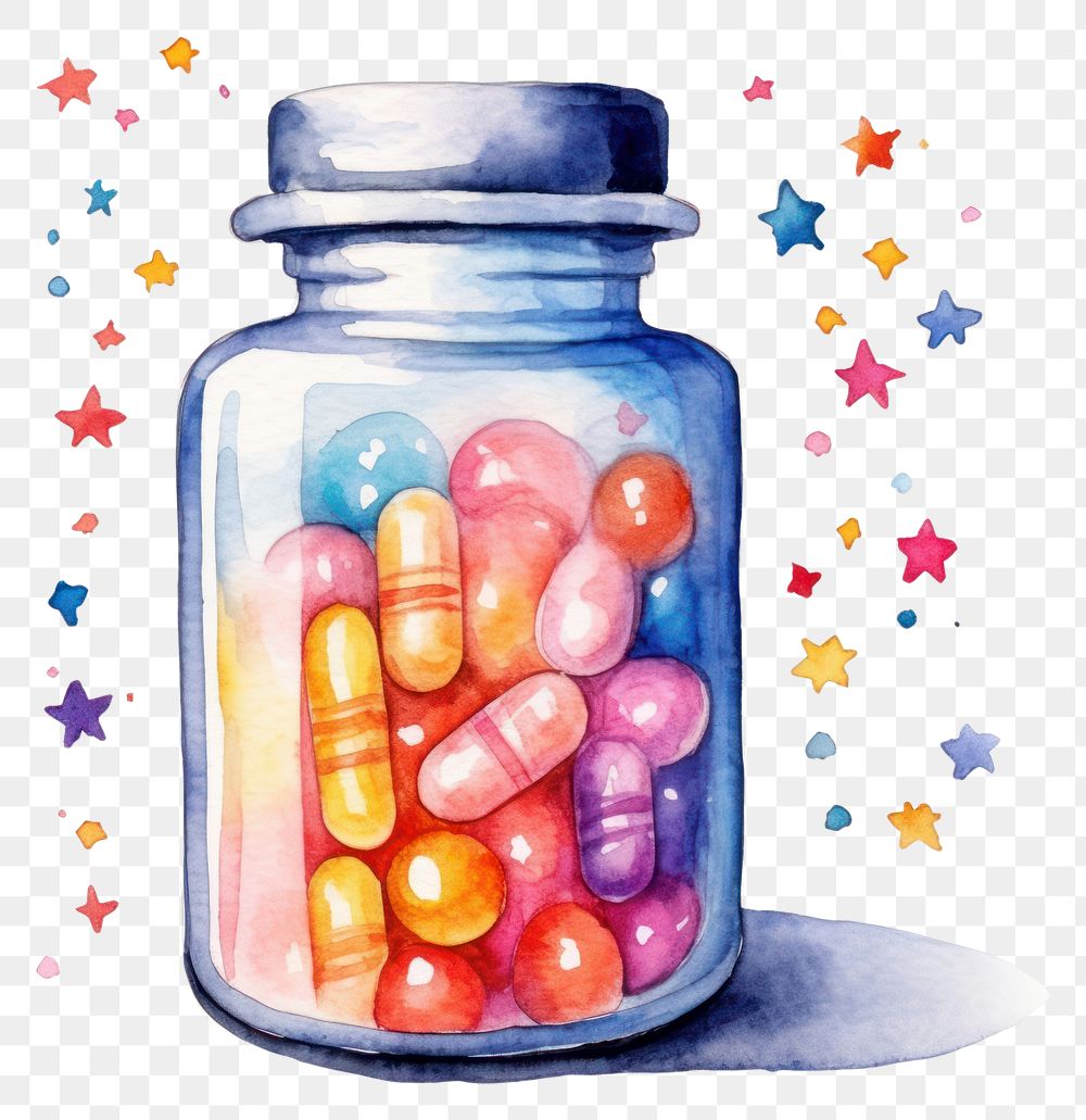 PNG Pill jar medication container. 