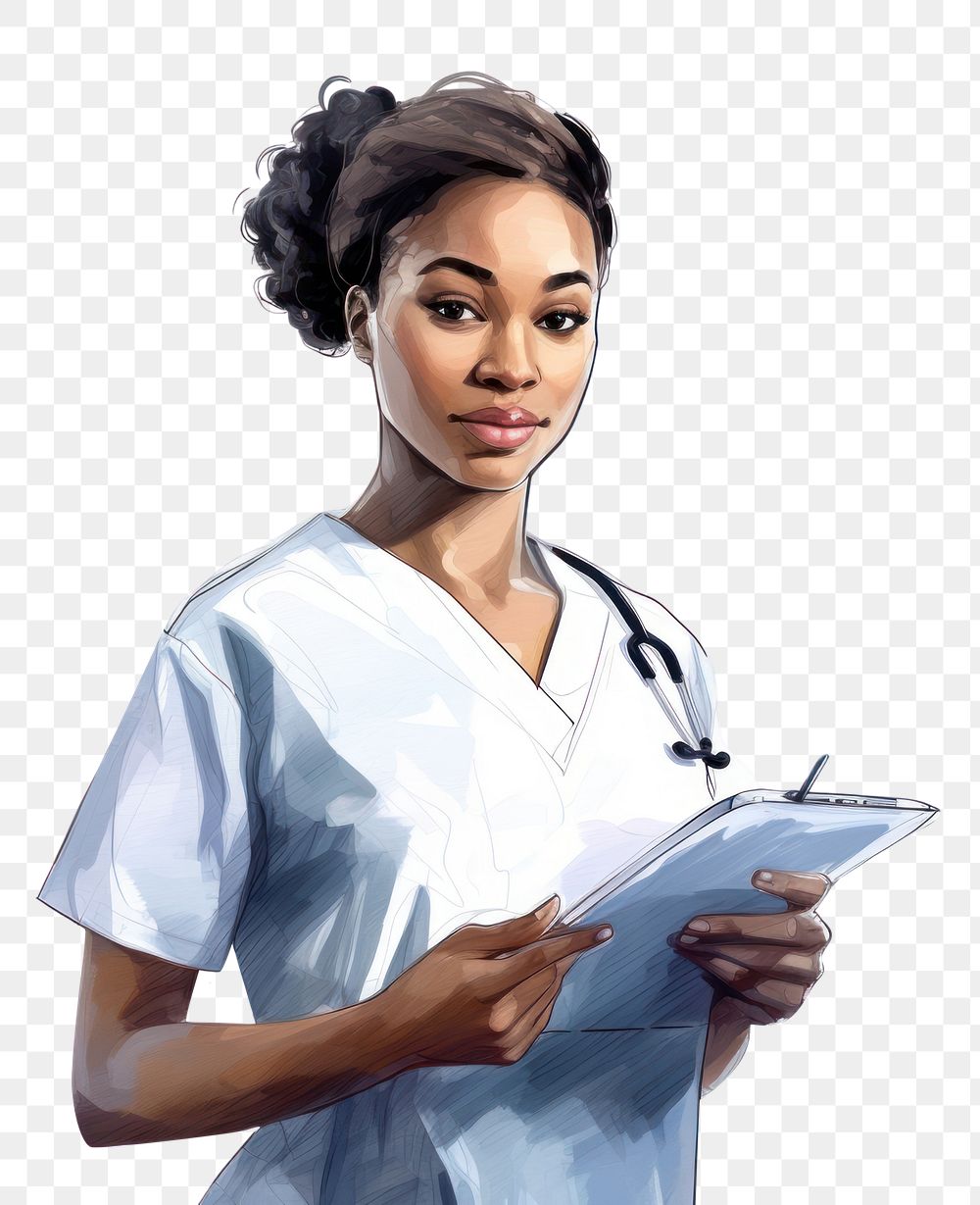 PNG Portrait adult nurse stethoscope. AI generated Image by rawpixel.