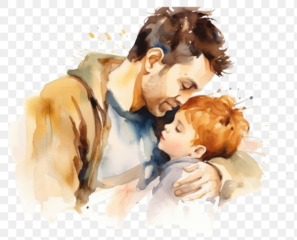 PNG Portrait painting kissing baby. AI generated Image by rawpixel.