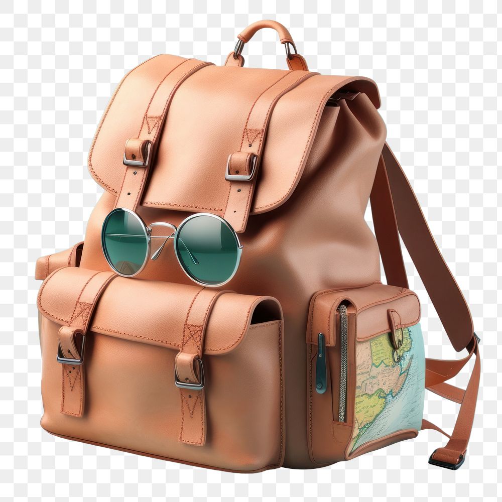 PNG Backpack sunglasses handbag travel. AI generated Image by rawpixel.