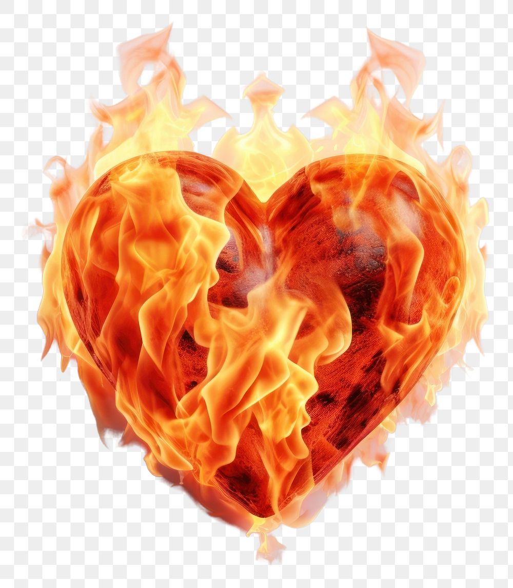 PNG Heart fire glowing burning