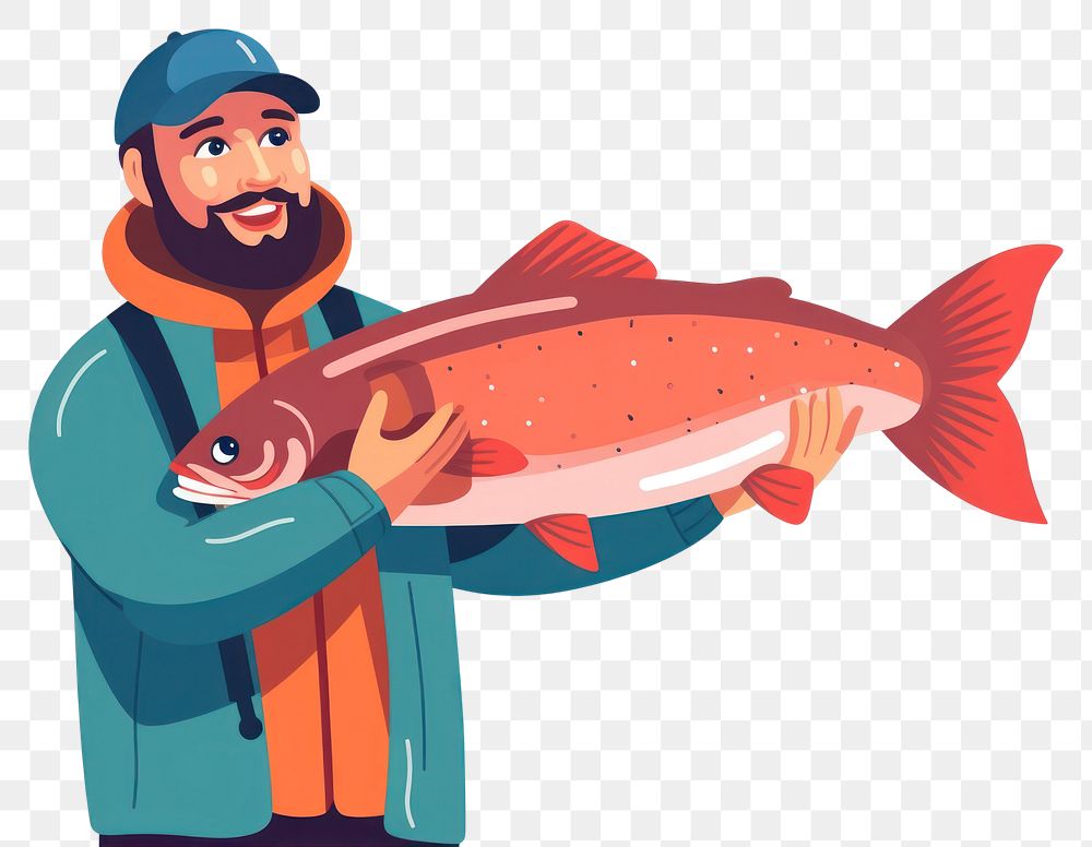 PNG Fish fisherman holding animal. AI generated Image by rawpixel.