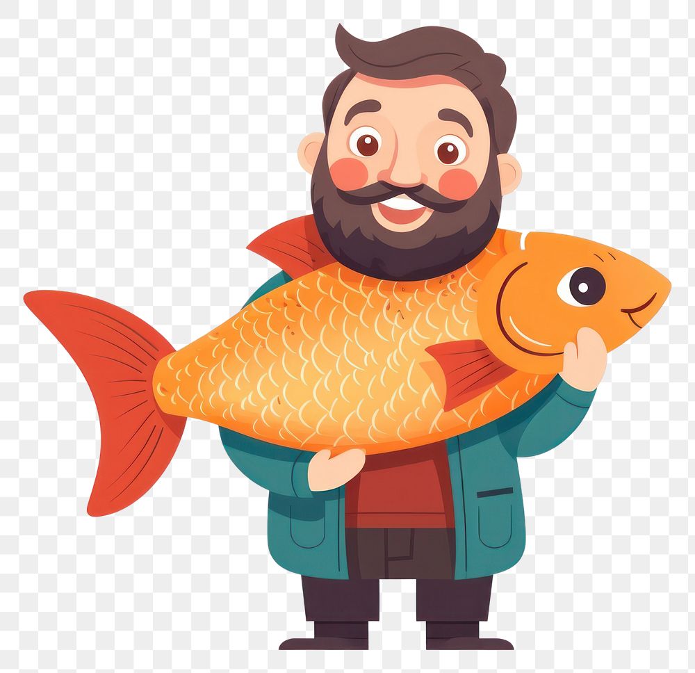 PNG Fish fisherman goldfish holding. AI generated Image by rawpixel.
