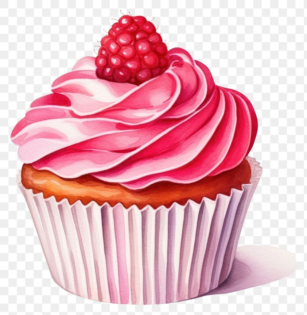 PNG Cupcake raspberry dessert cream. AI generated Image by rawpixel.