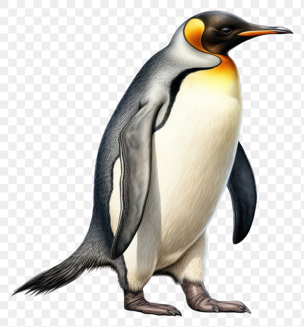 PNG Penguin animal bird king penguin, digital paint illustration.