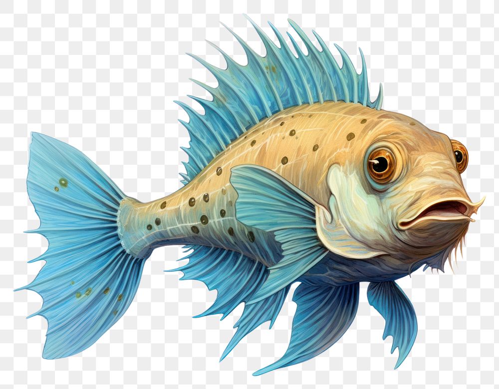 PNG Fish animal underwater wildlife, digital paint illustration. 