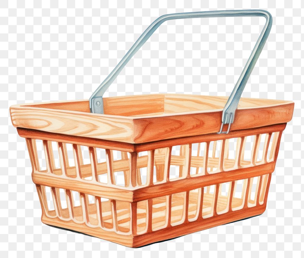 PNG Basket white background container furniture, digital paint illustration.