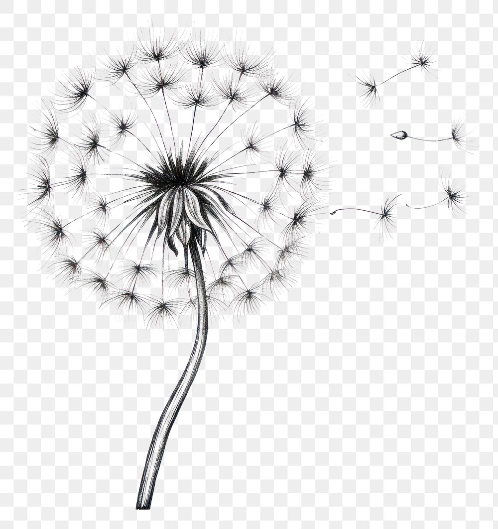 PNG Dandelion flower plant monochrome. 