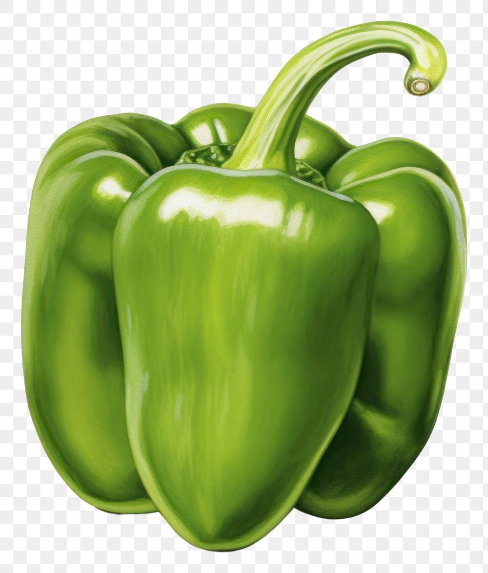 PNG Vegetable pepper green plant, digital paint illustration. AI generated image