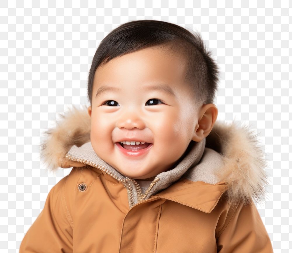 PNG Portrait toddler smiling jacket. AI generated Image by rawpixel.
