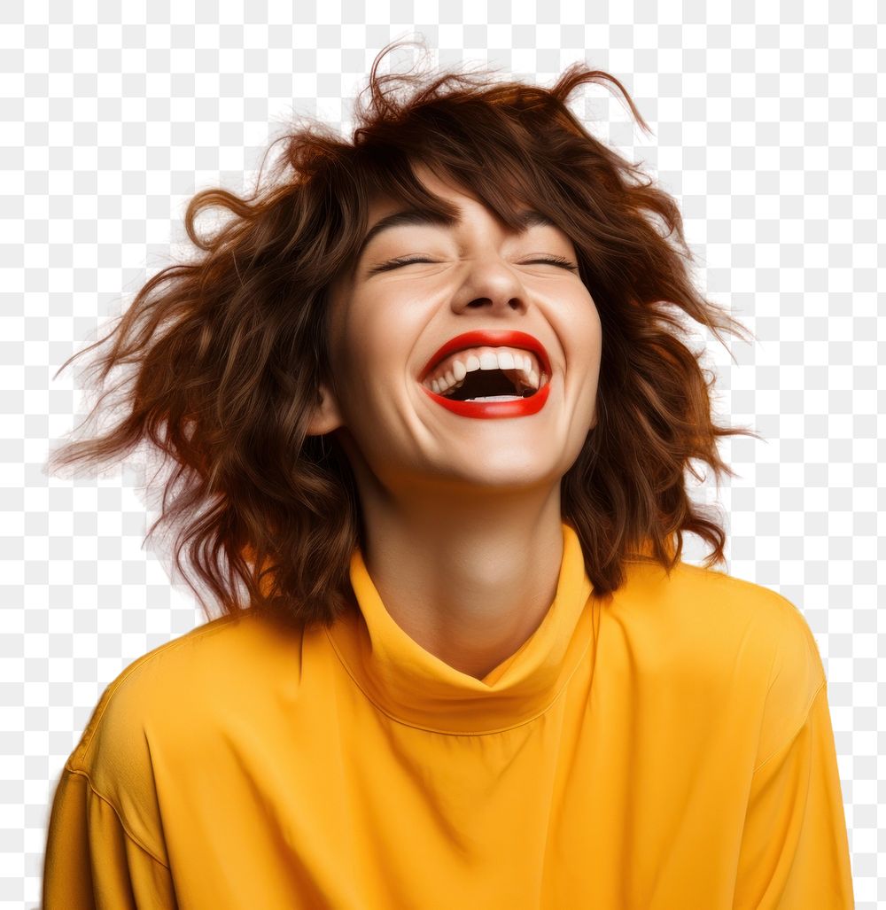 PNG Laughing adult excitement hairstyle. AI generated Image by rawpixel.