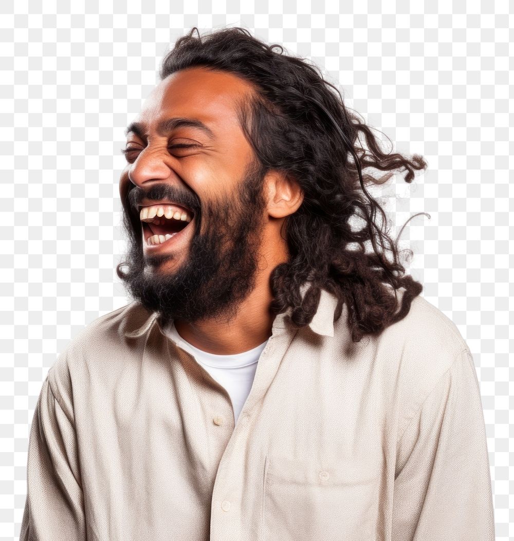 PNG Laughing adult smile dreadlocks. 