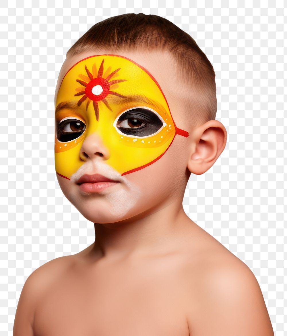 PNG Portrait paint child photo. AI generated Image by rawpixel.