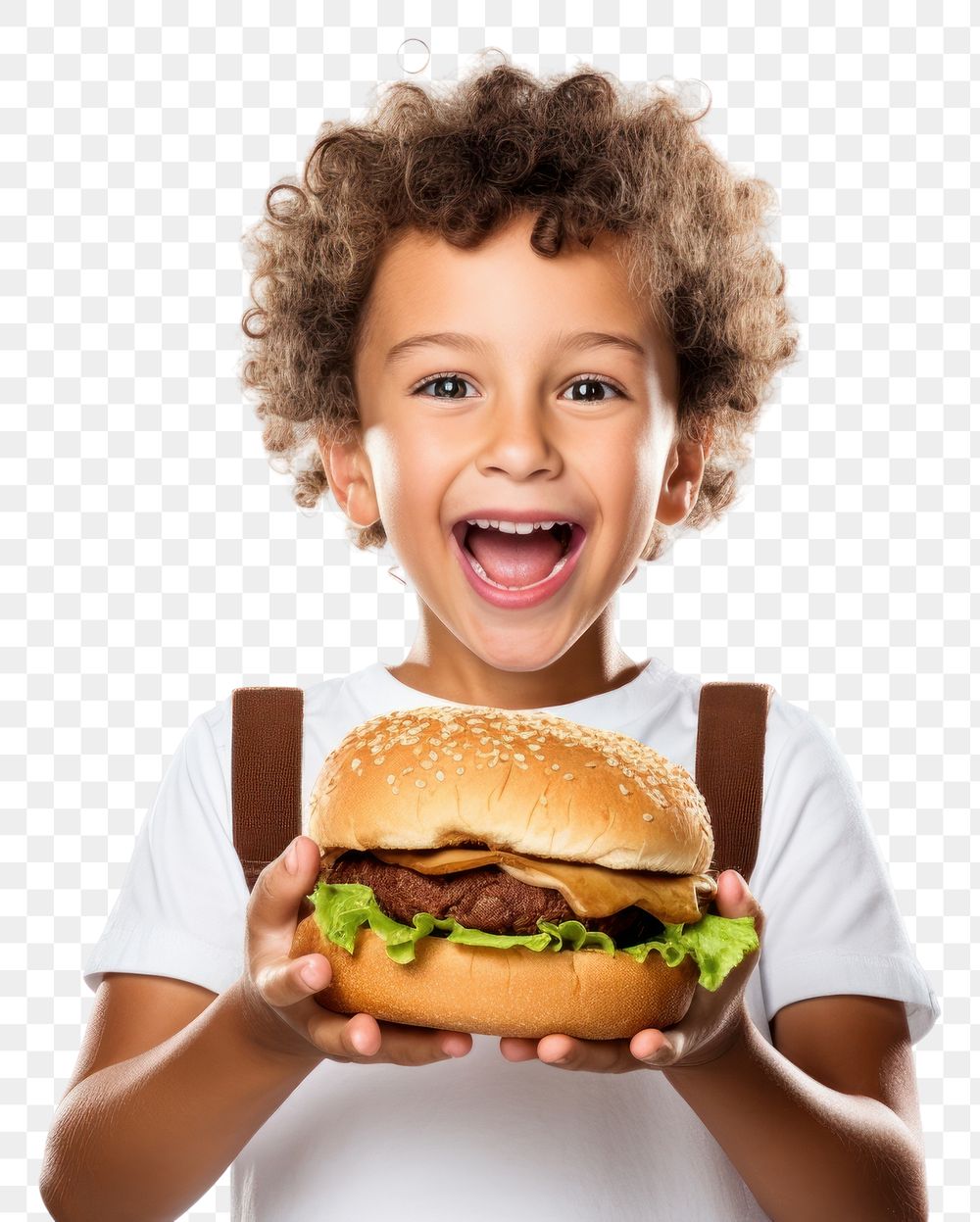 PNG Eating burger food white background. 