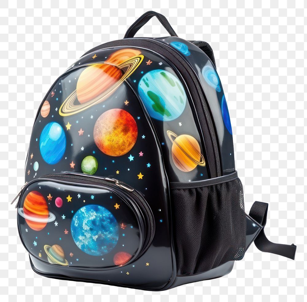 PNG Bag backpack planet transparent background. AI generated Image by rawpixel.
