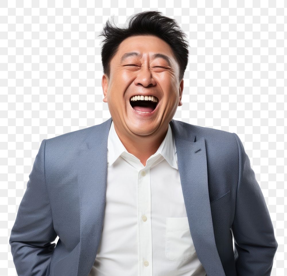 PNG Laughing adult excitement overworked. 