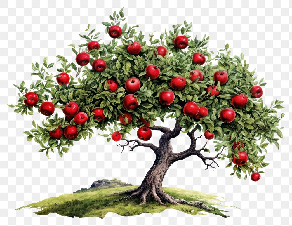 PNG Tree plant apple fruit. 