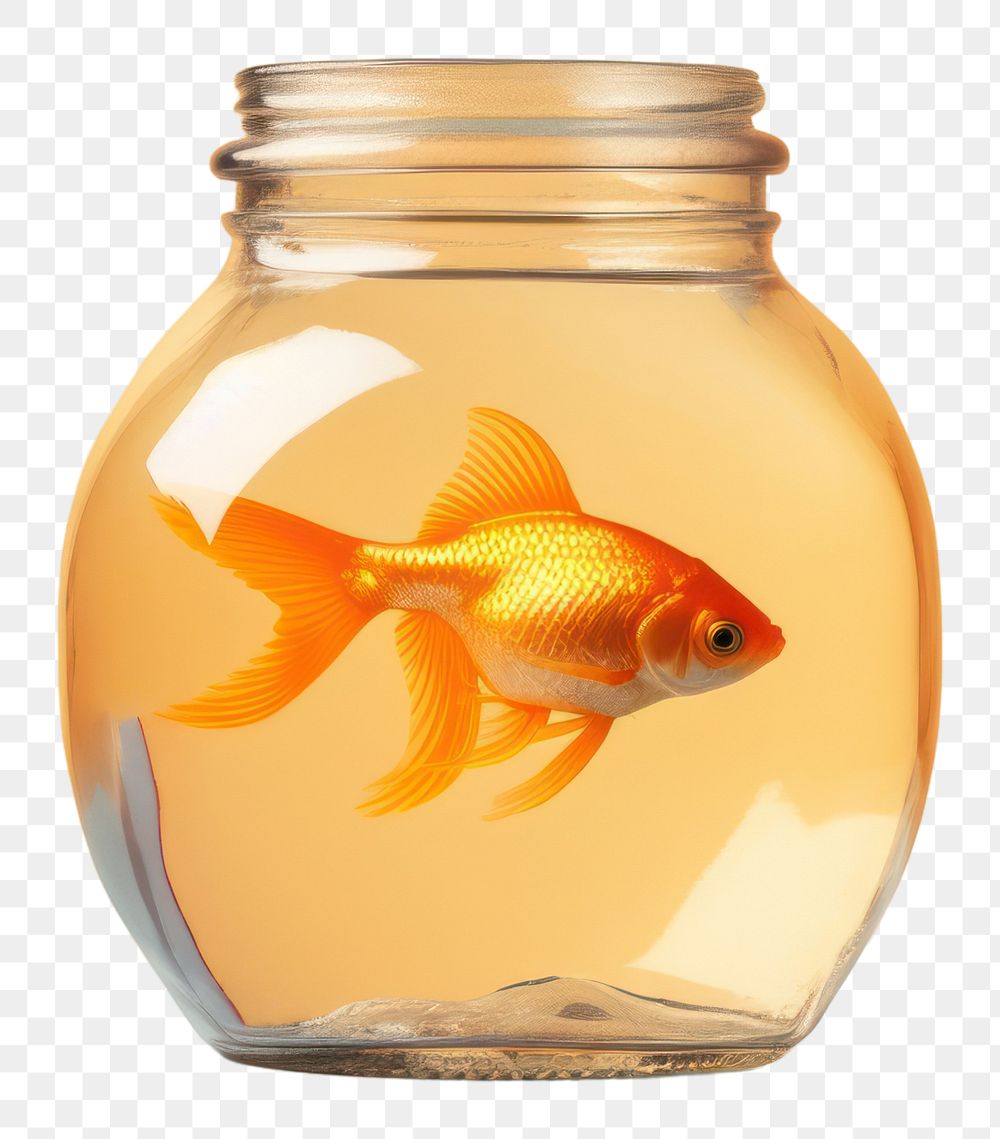 PNG Goldfish animal jar transparent. AI generated Image by rawpixel.