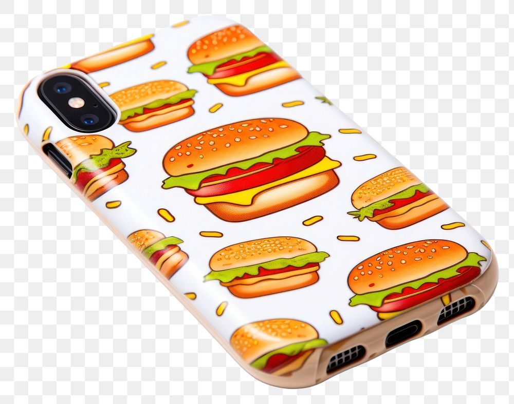PNG Burger phone food white background. AI generated Image by rawpixel.